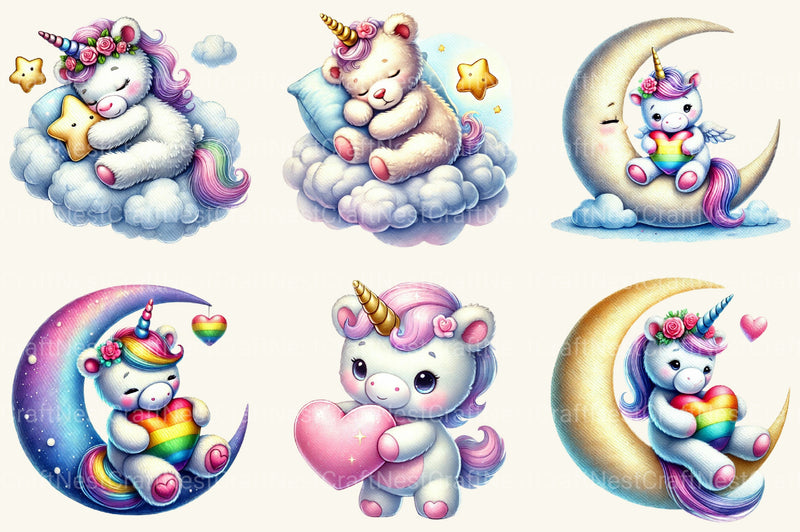 Unicorn Teddy Bear Clipart Bundle - CraftNest - Digital Crafting and Art