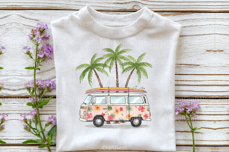 Vintage Van with Surfboards Clipart Bundle 2 - CraftNest - Digital Crafting and Art