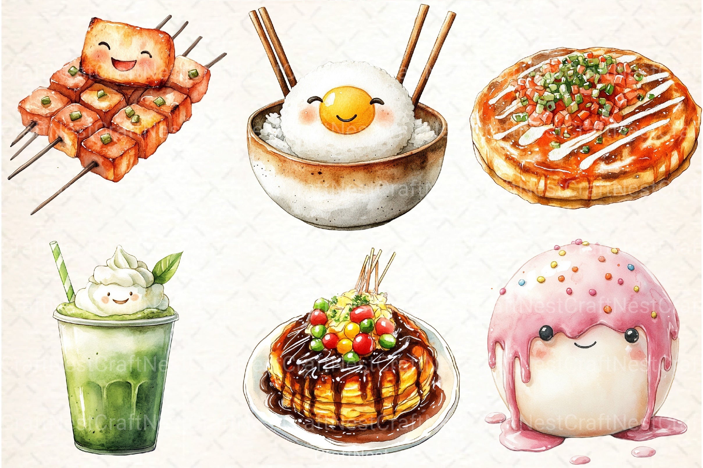 Happy Japanese Food Clipart Bundle - CraftNest - Digital Crafting and Art