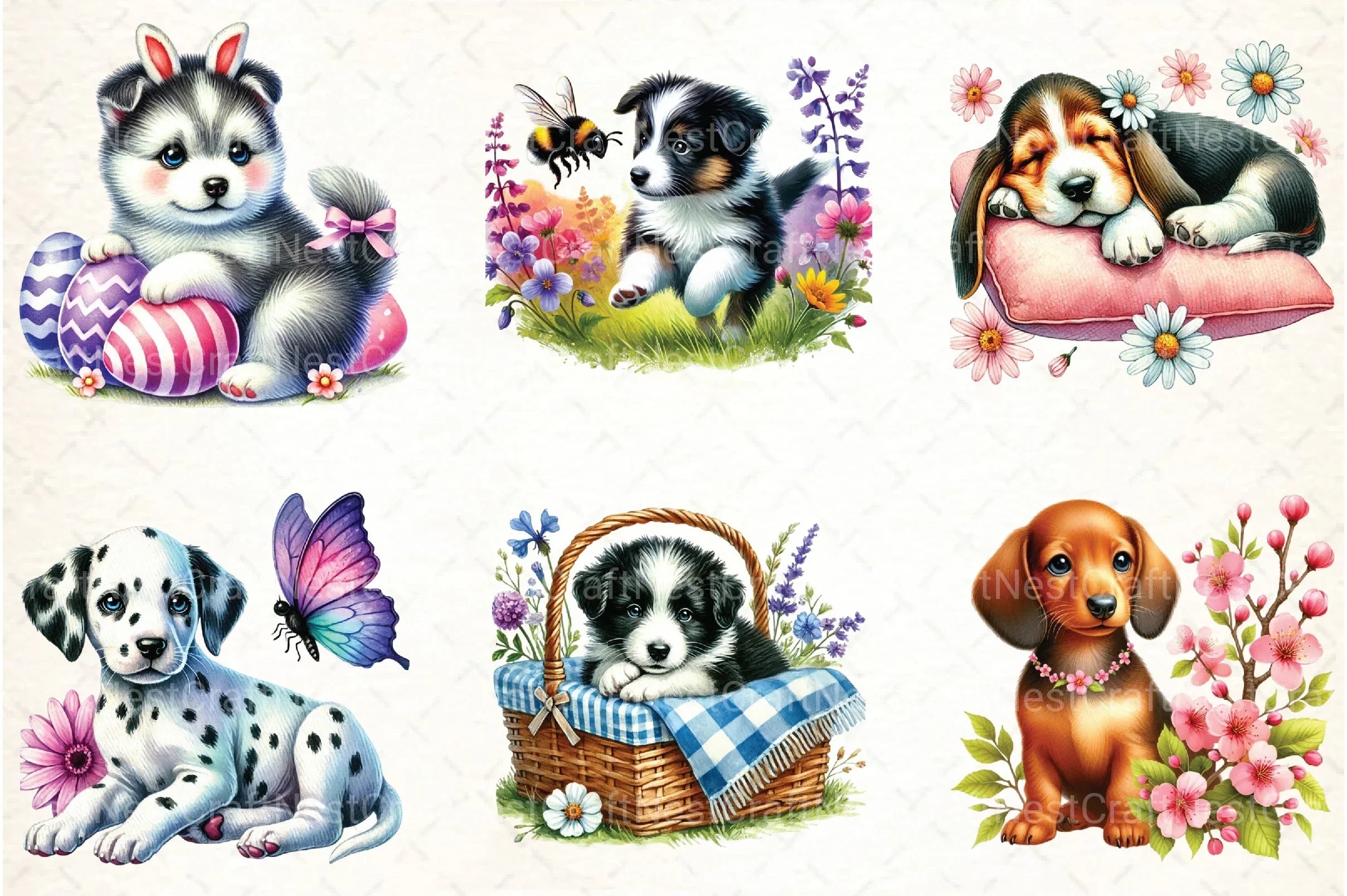 Cute Spring Puppy Clipart Bundle 77 - CraftNest - Digital Crafting and Art