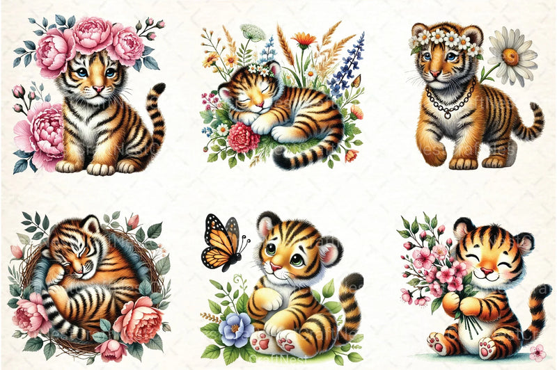 Cute Spring Tiger Clipart Bundle 33 - CraftNest - Digital Crafting and Art