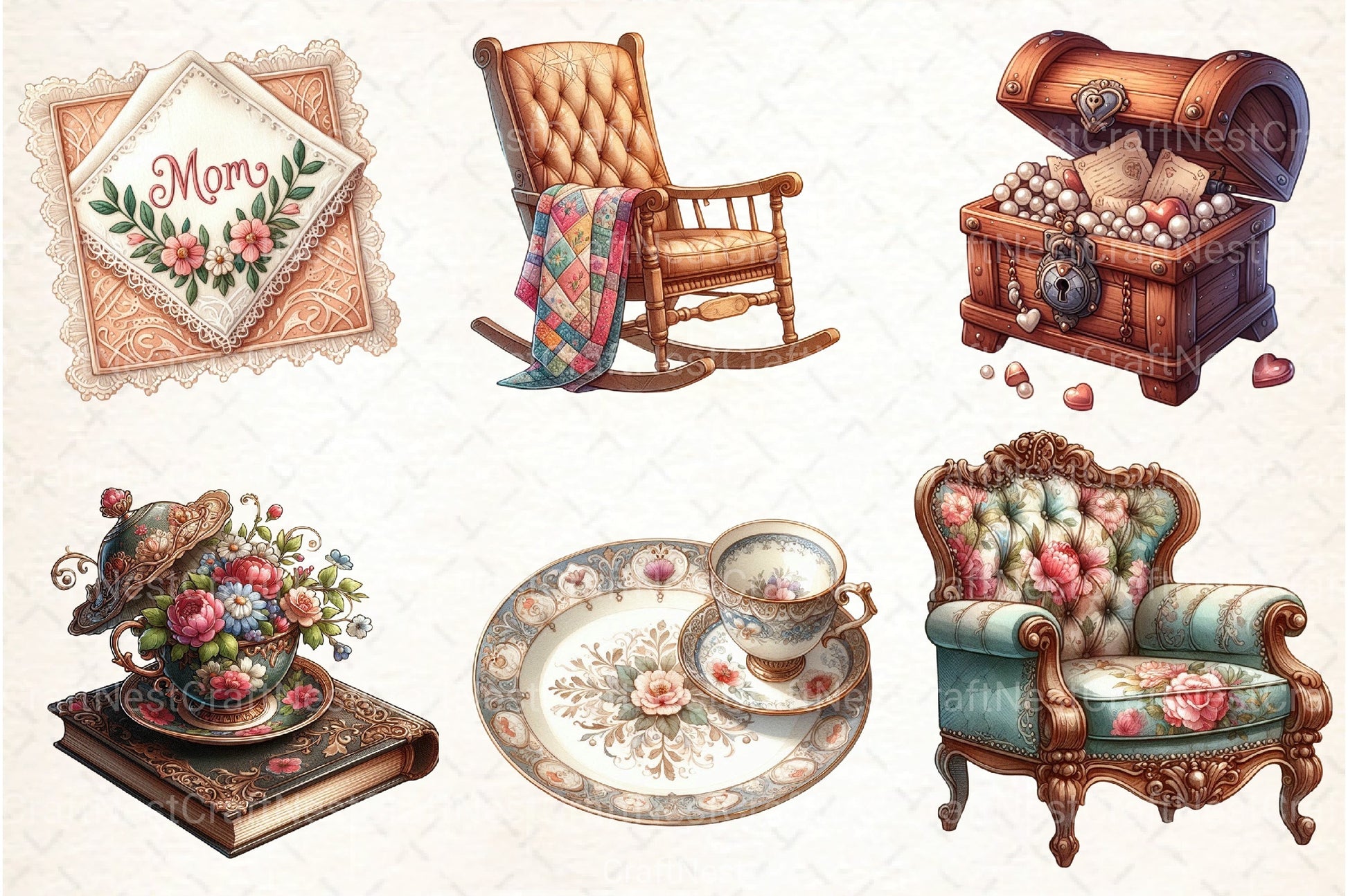 Antique Mother's Day Clipart Bundle - CraftNest - Digital Crafting and Art