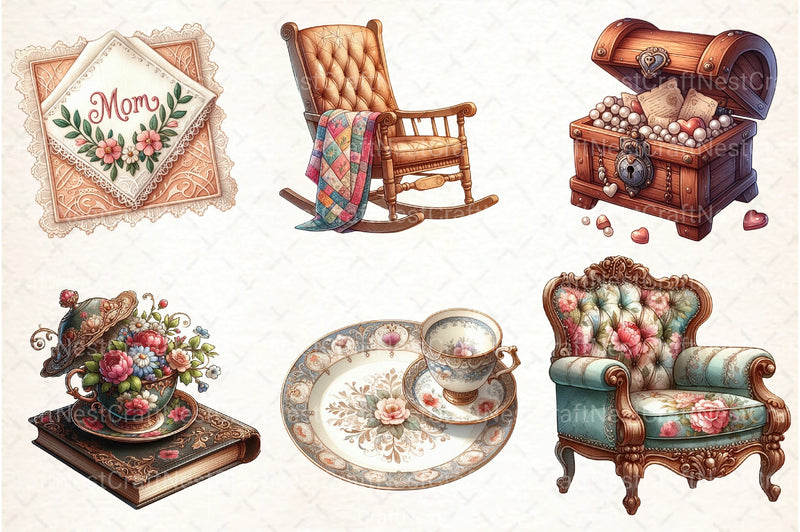Antique Mother's Day Clipart Bundle - CraftNest - Digital Crafting and Art