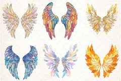 Stained Glass Angel Wings Clipart Bundle 4 - CraftNest - Digital Crafting and Art