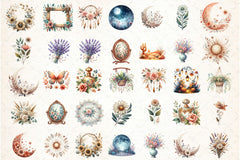 Boho Flower Art Design Clipart Bundle - CraftNest - Digital Crafting and Art