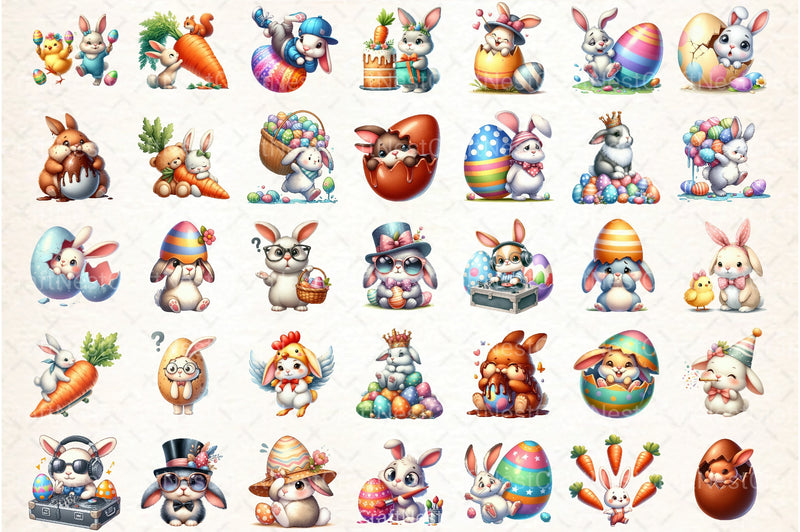 Funny Easter Bunny Clipart Bundle 45 - CraftNest - Digital Crafting and Art