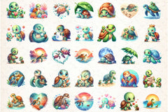 Mom & Baby Turtle Mother's Day Clipart Bundle - CraftNest - Digital Crafting and Art