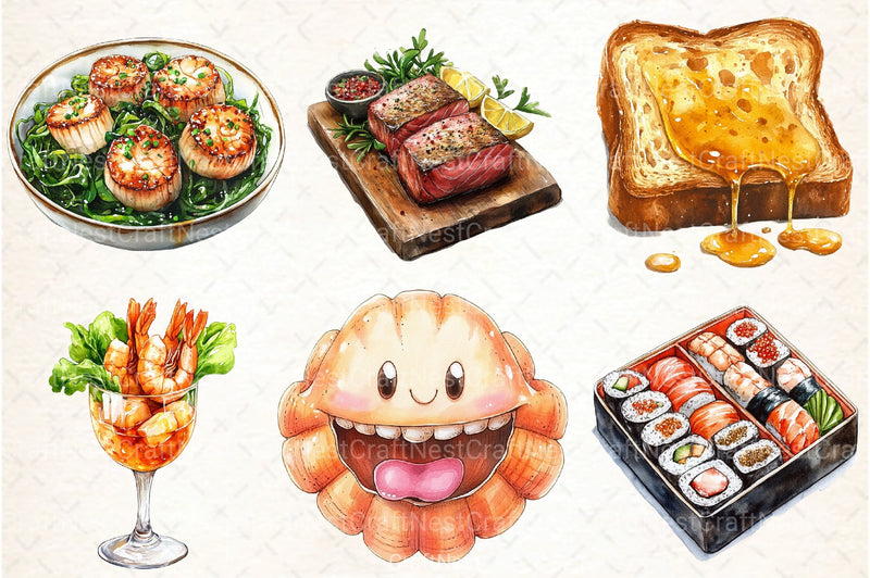 Seafood Clipart Bundle - CraftNest - Digital Crafting and Art