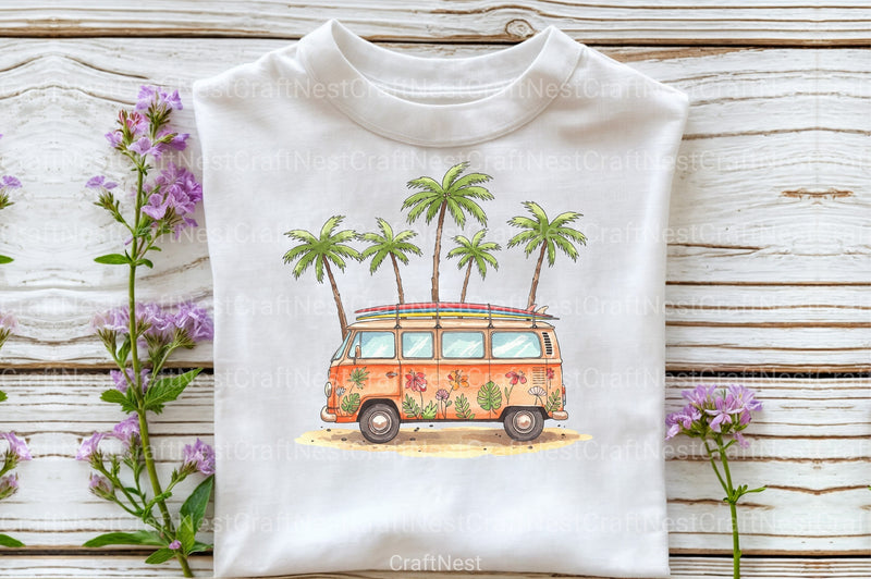 Vintage Van with Surfboards Clipart Bundle - CraftNest - Digital Crafting and Art