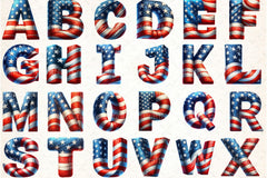 4th July Alphabet & Number Font Clipart Bundle - CraftNest - Digital Crafting and Art