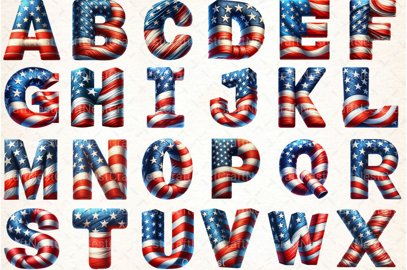 4th July Alphabet & Number Font Clipart Bundle - CraftNest - Digital Crafting and Art
