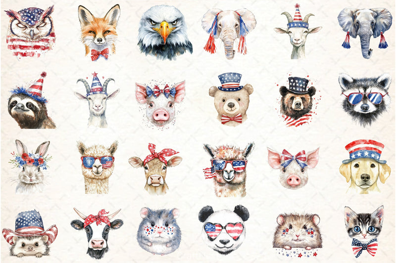 Animal 4th of July Clipart Bundle - CraftNest - Digital Crafting and Art