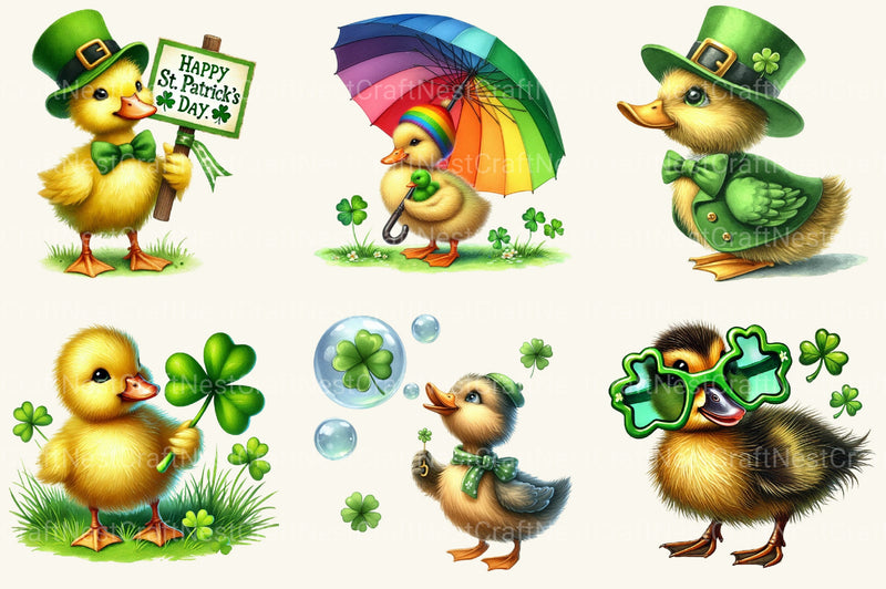 St Patrick's Ducks Clipart Bundle - CraftNest - Digital Crafting and Art