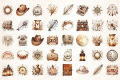 Boho Vibes Vintage Elements Clipart Bundle - CraftNest - Digital Crafting and Art