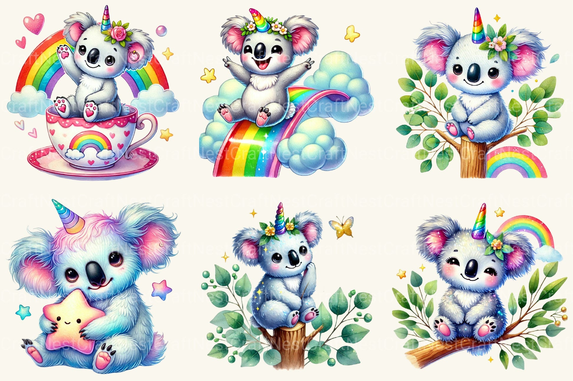 Unicorn Koala Clipart Bundle - CraftNest - Digital Crafting and Art
