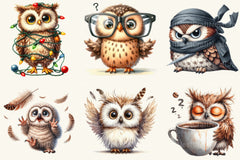 Funny Owl Clipart Bundle - CraftNest - Digital Crafting and Art