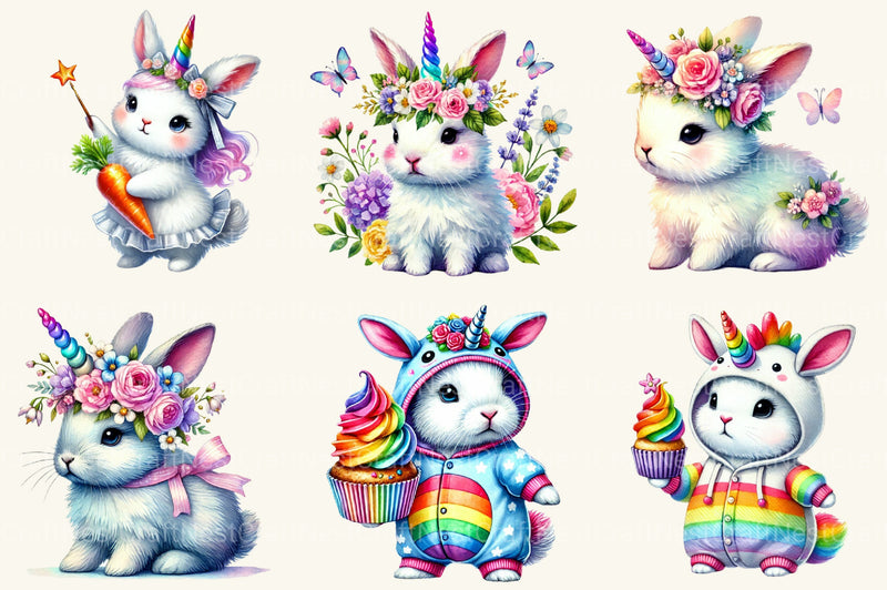 Unicorn Bunny Clipart Bundle - CraftNest - Digital Crafting and Art