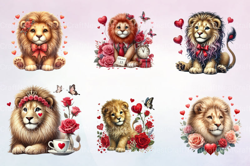 Valentine Lion Clipart Bundle - CraftNest - Digital Crafting and Art