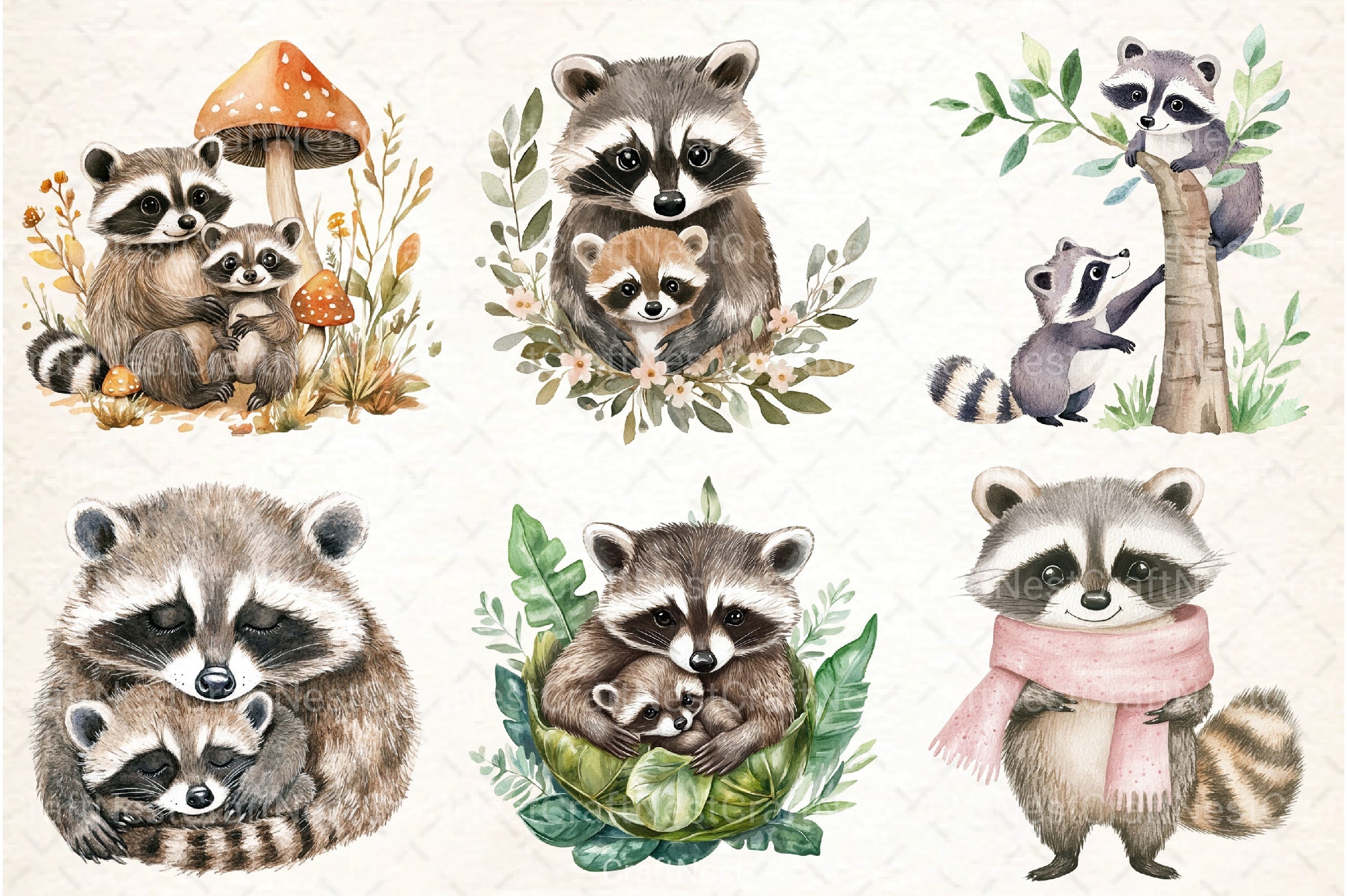 Raccoon & Kit Clipart Bundle 1 - CraftNest - Digital Crafting and Art