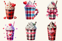 Valentine Plaid Coffee Cup Clipart Bundle - CraftNest - Digital Crafting and Art