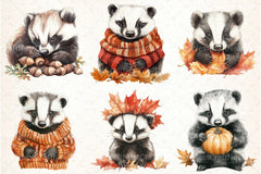Cute Autumn Badger Clipart Bundle 99 - CraftNest - Digital Crafting and Art