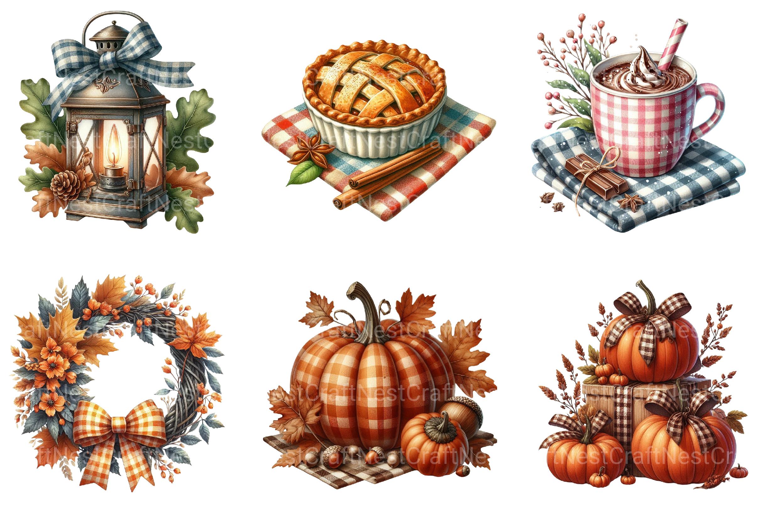 Gingham Autumn Clipart Bundle - CraftNest - Digital Crafting and Art