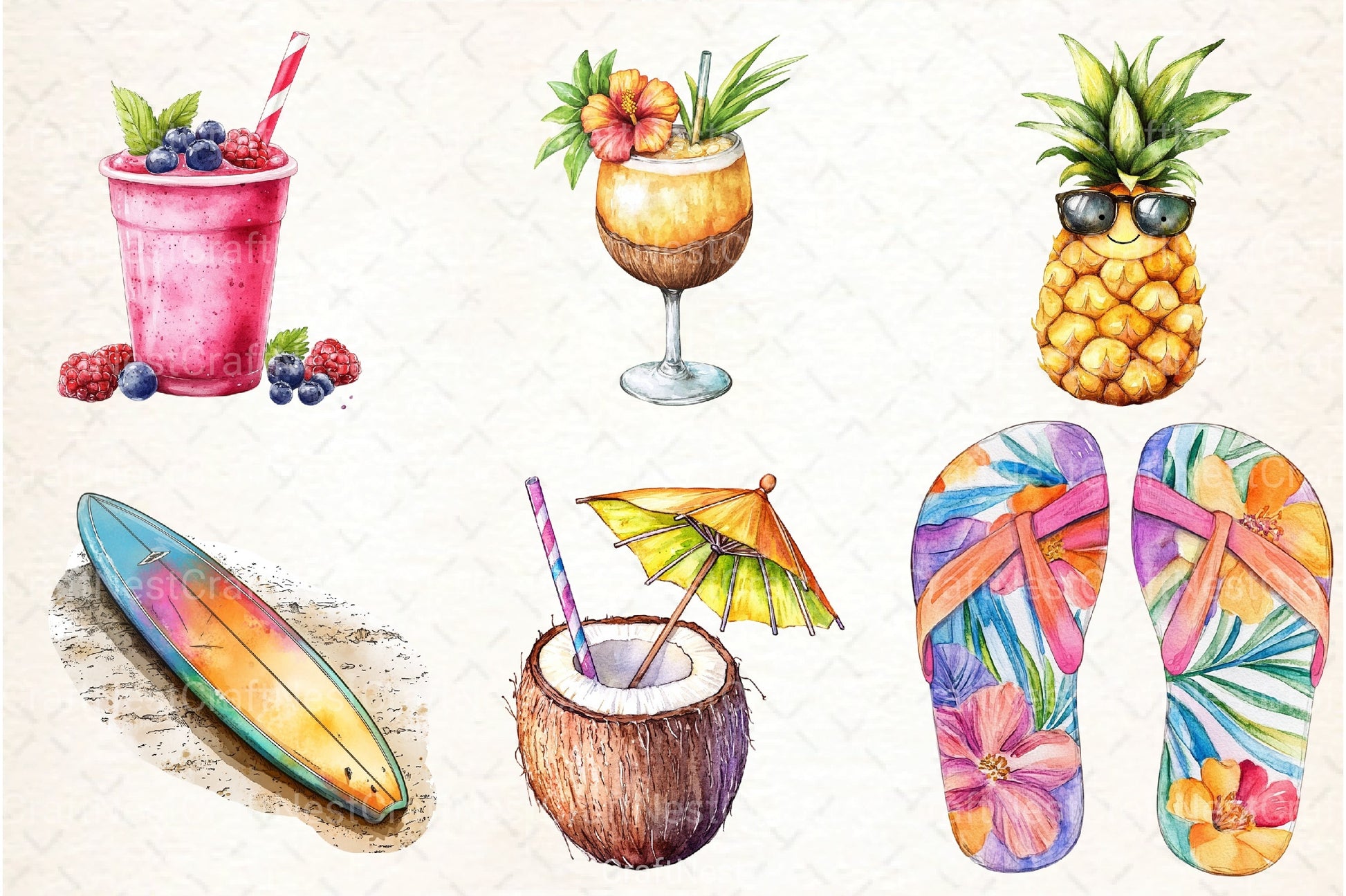 Hand Drawn Summer Clipart Bundle 1 - CraftNest - Digital Crafting and Art