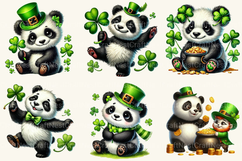 St Patrick's Panda Clipart Bundle - CraftNest - Digital Crafting and Art