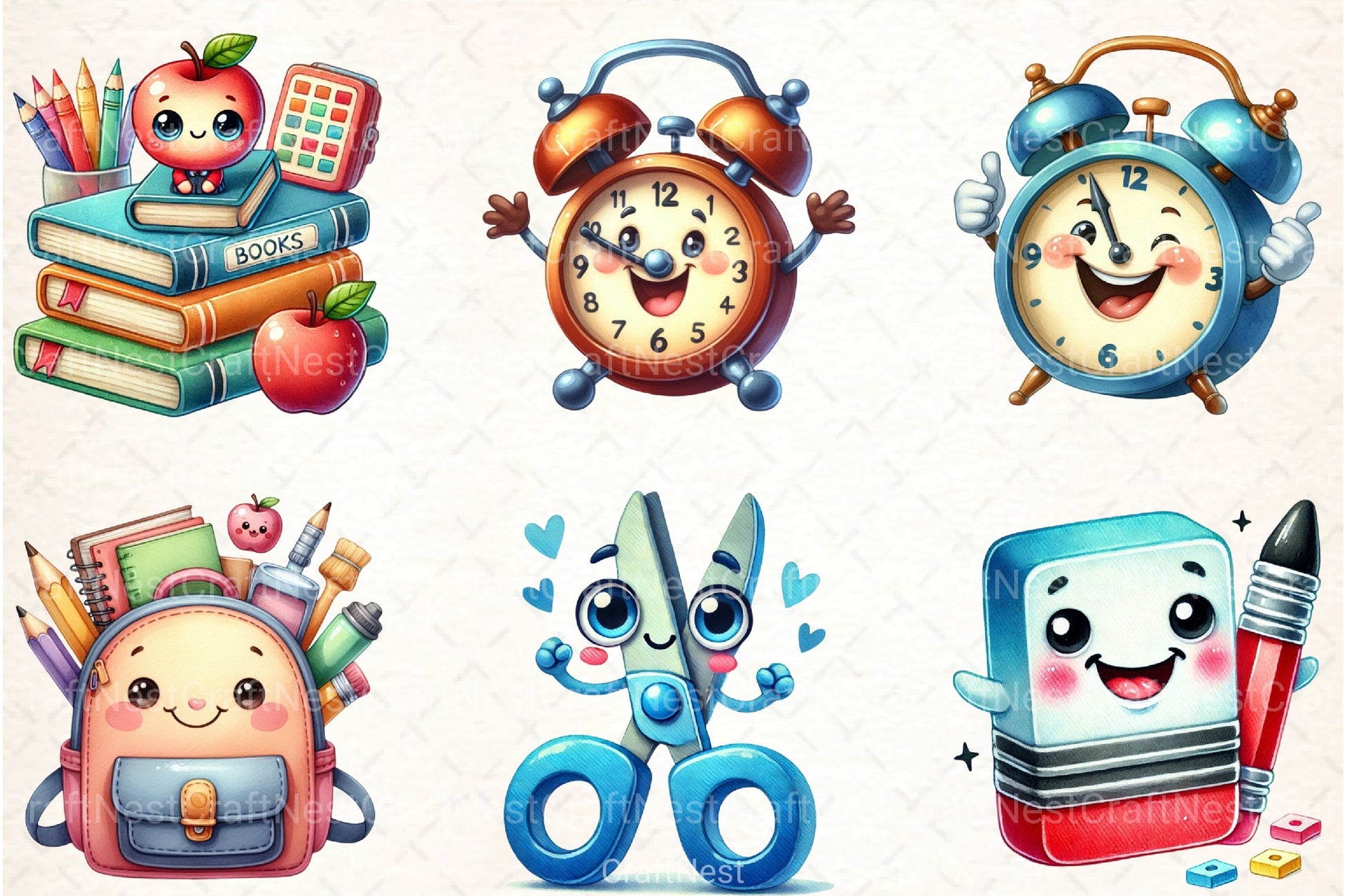 Cartoon School Clipart Bundle - CraftNest - Digital Crafting and Art