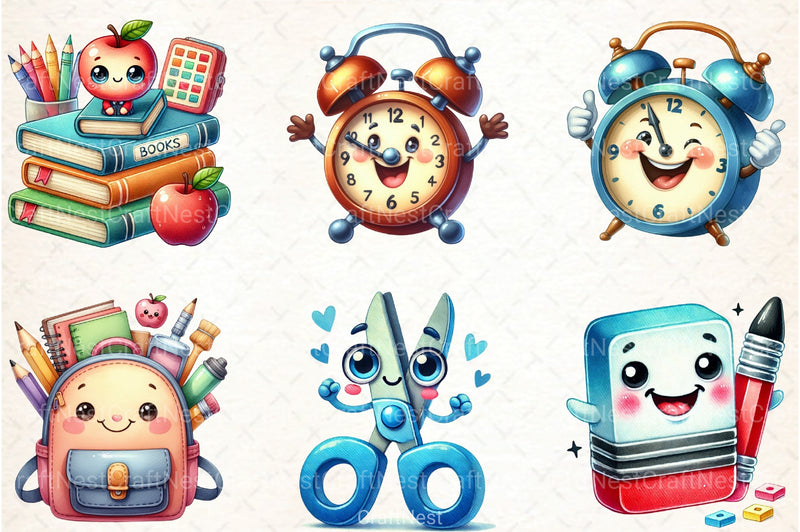 Cartoon School Clipart Bundle - CraftNest - Digital Crafting and Art