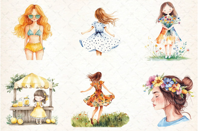 Summer Girl Clipart Bundle 56 - CraftNest - Digital Crafting and Art