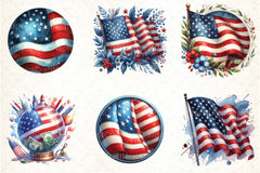 American Flag Clipart Bundle 99 - CraftNest - Digital Crafting and Art
