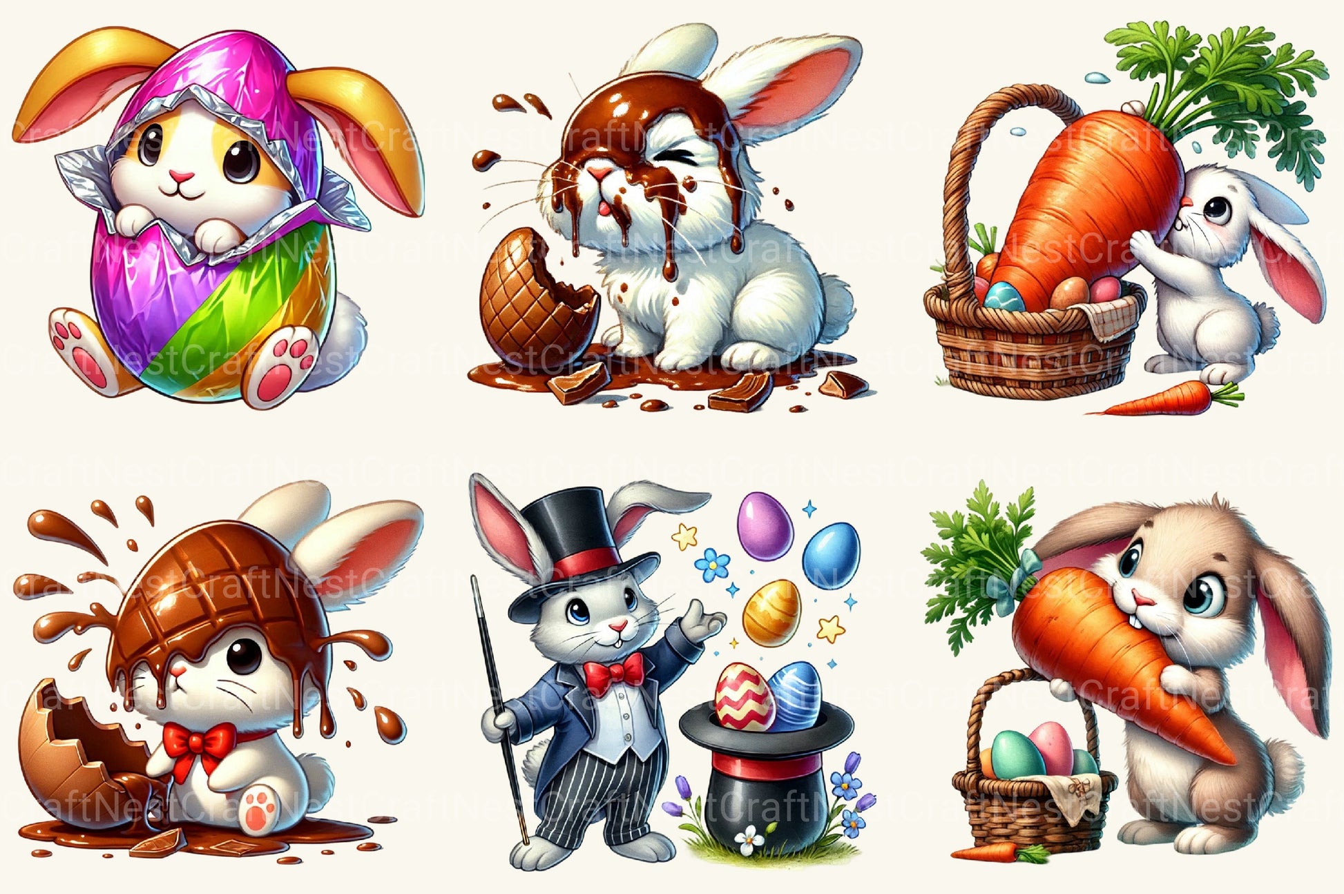 Funny Easter Bunny Clipart Bundle 2 - CraftNest - Digital Crafting and Art