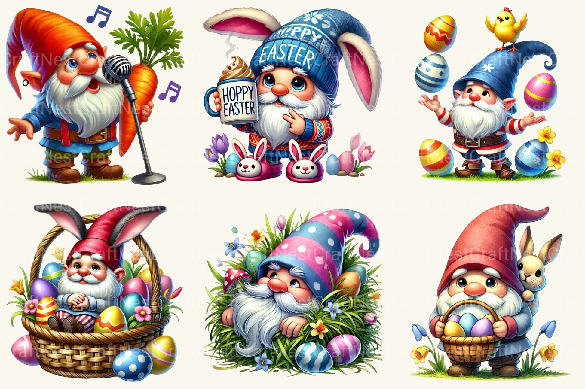 Easter Gnome Clipart Bundle 7 - CraftNest - Digital Crafting and Art