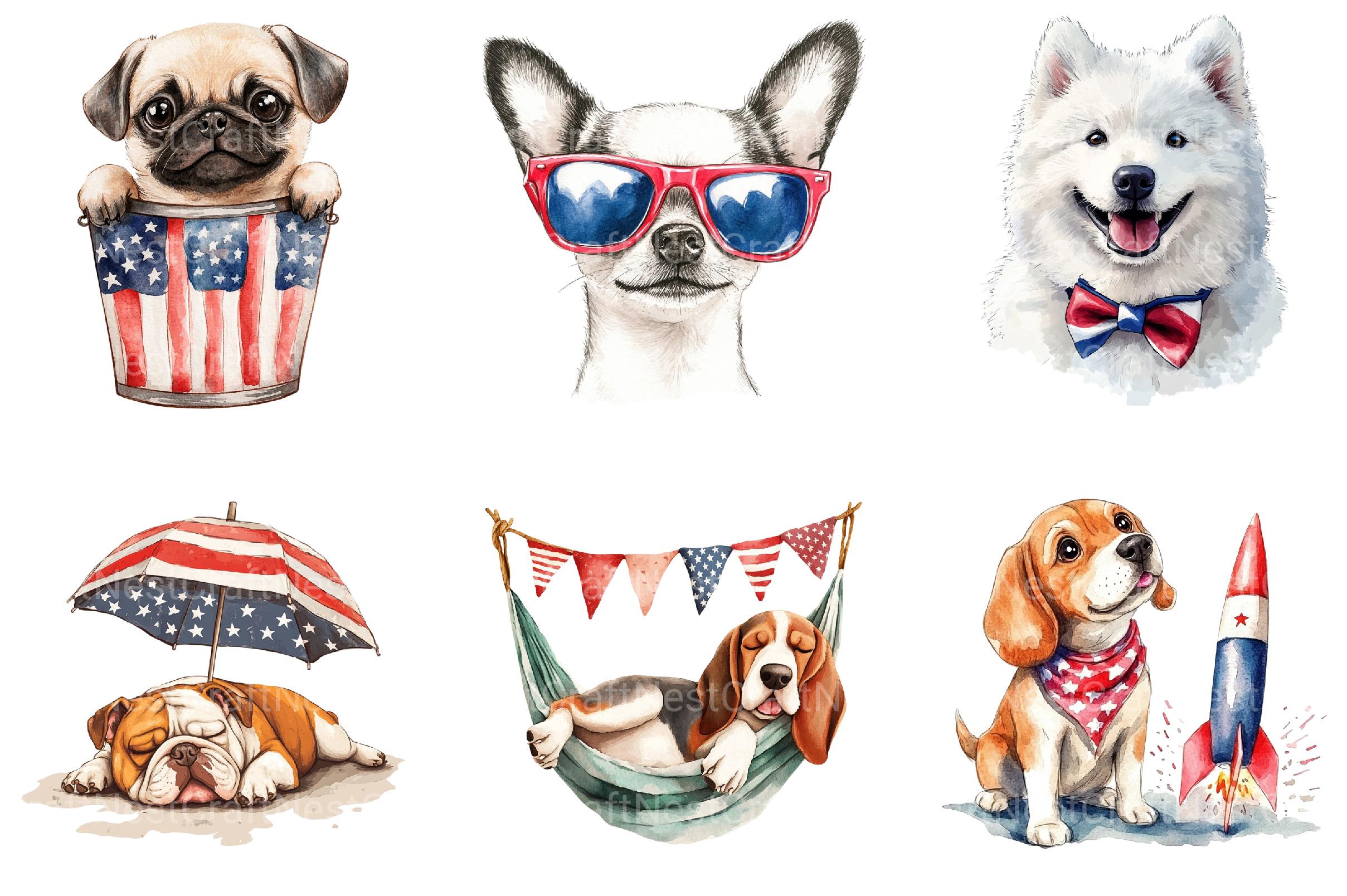 4th of July Dog Clipart - CraftNest - Digital Crafting and Art