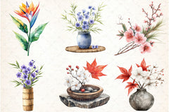 Asian Culture Japanese Ikebana Clipart Bundle - CraftNest - Digital Crafting and Art