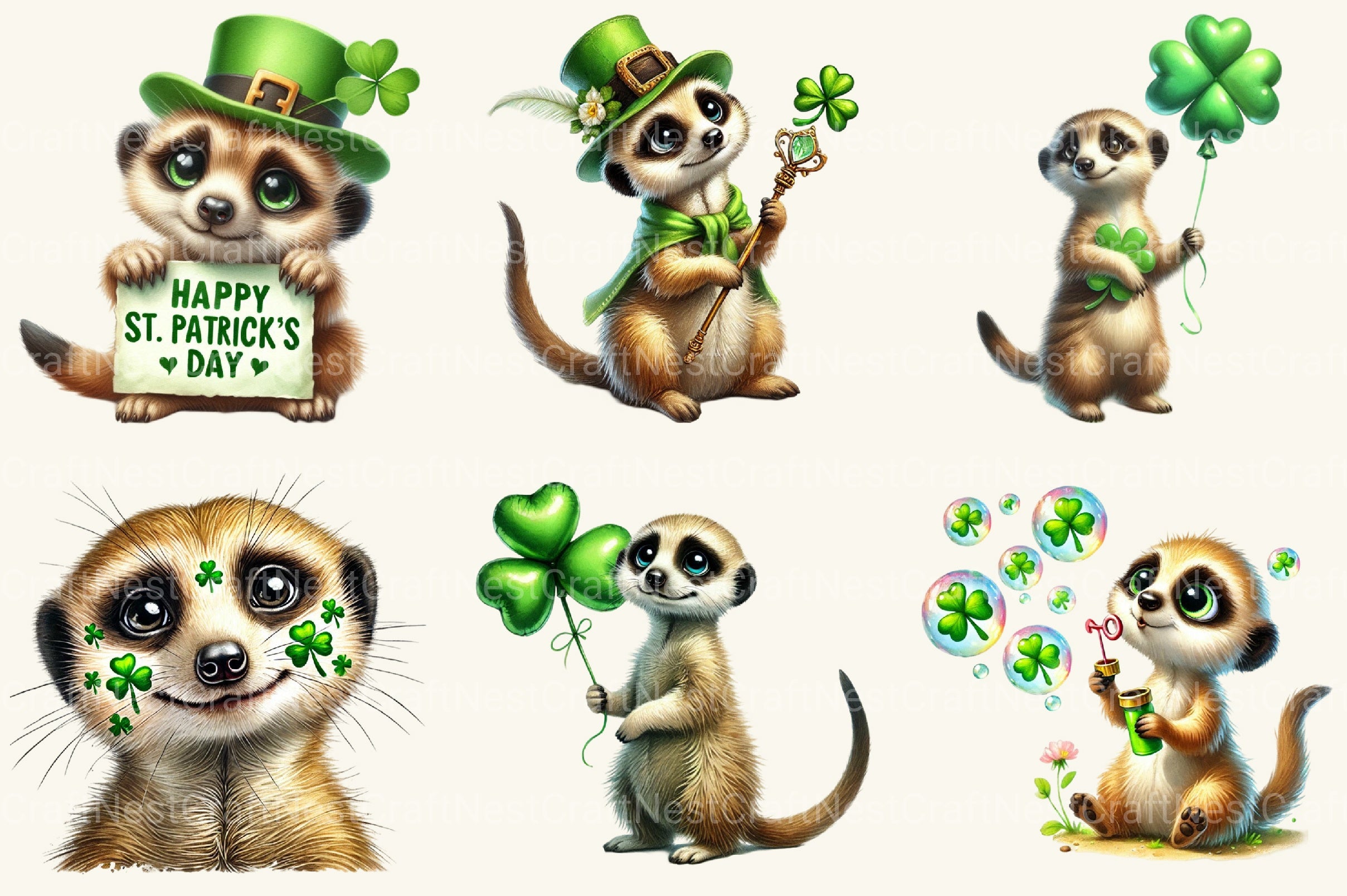 St Patrick's Meerkat Clipart Bundle 3 - CraftNest - Digital Crafting and Art