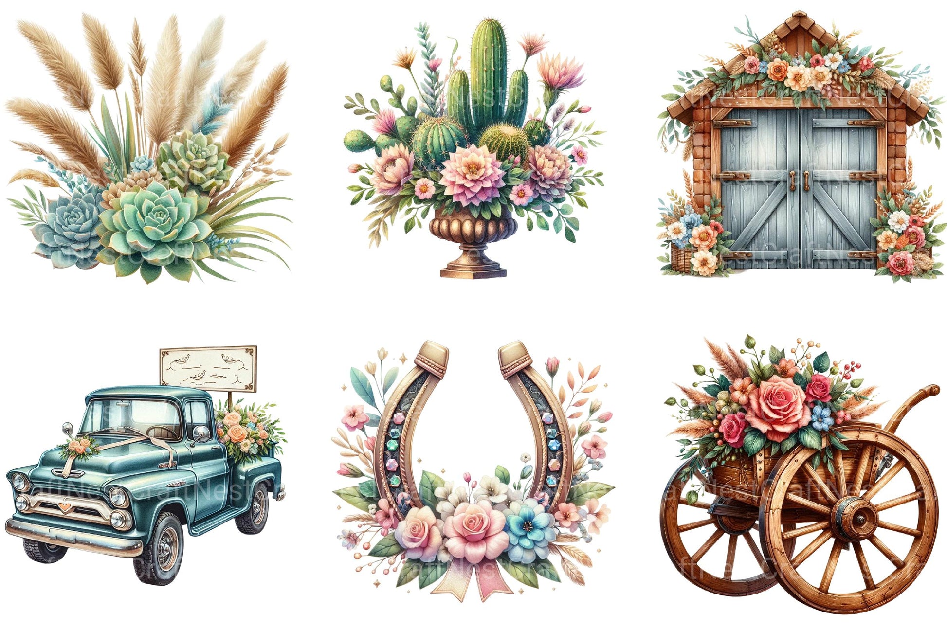 Western Boho Wedding Clipart Bundle - CraftNest - Digital Crafting and Art
