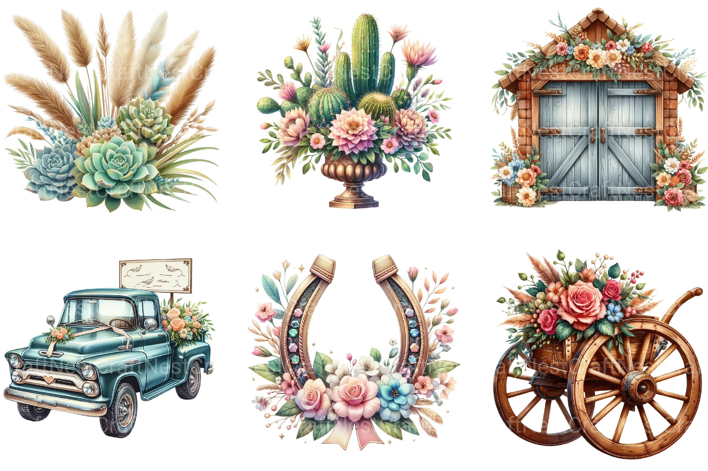 Western Boho Wedding Clipart Bundle - CraftNest - Digital Crafting and Art