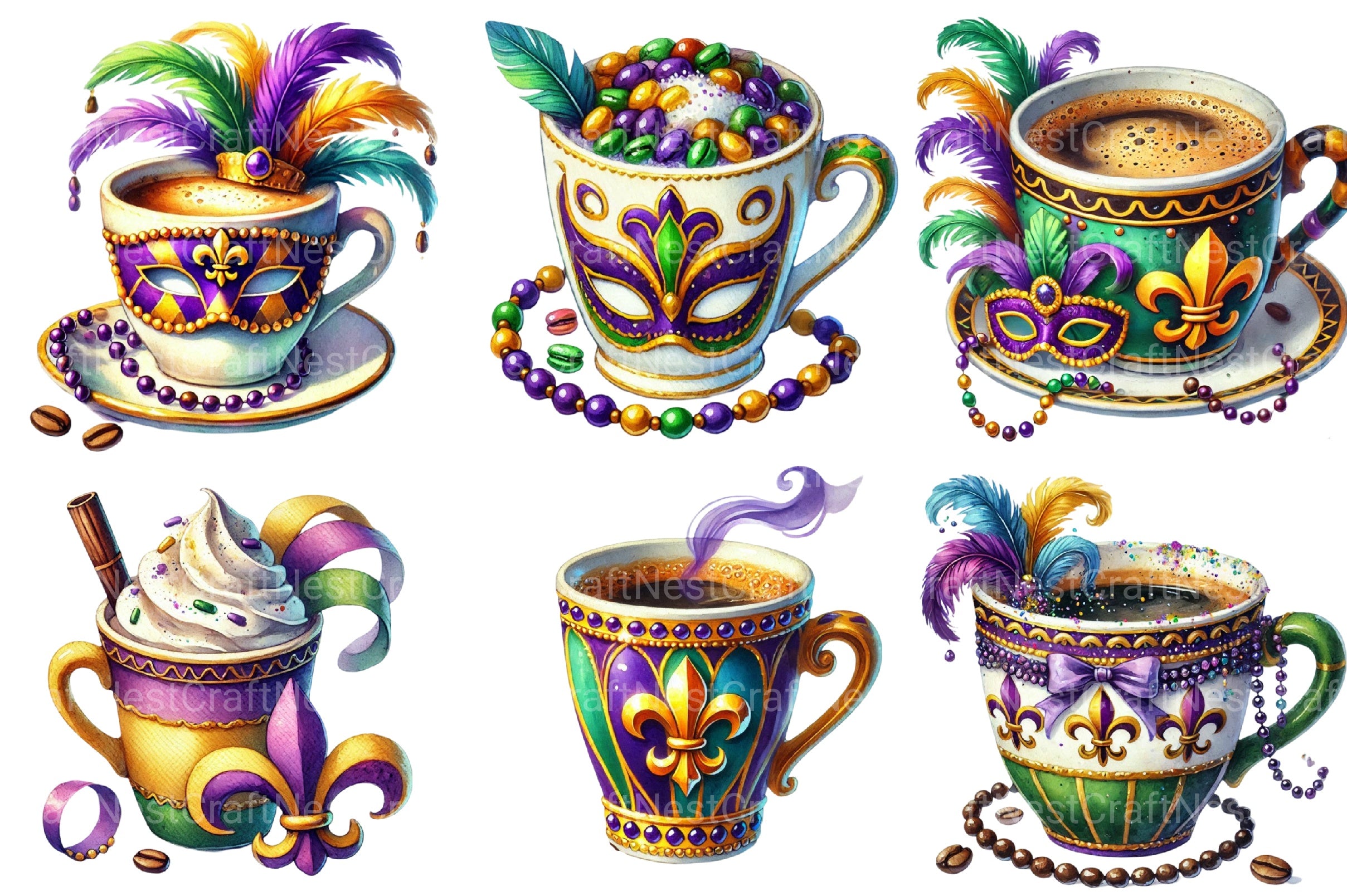 Mardi Gras Cup Clipart Bundle - CraftNest - Digital Crafting and Art
