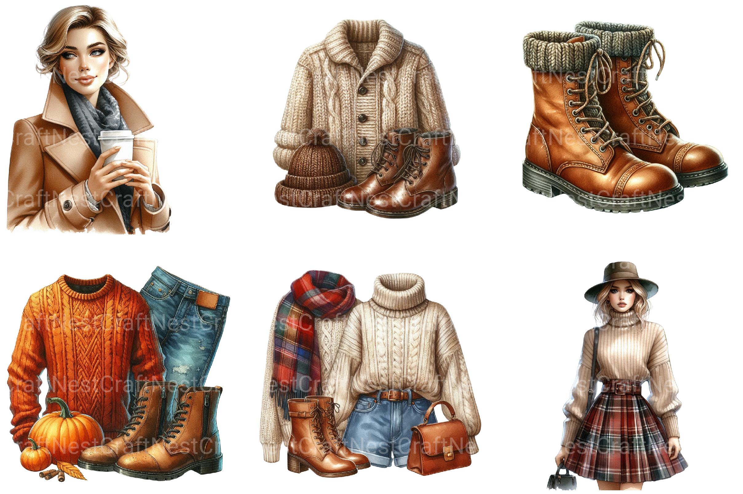 Autumn Fashion Clipart - CraftNest - Digital Crafting and Art
