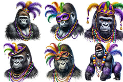 Mardi Gras Gorilla Clipart Bundle - CraftNest - Digital Crafting and Art