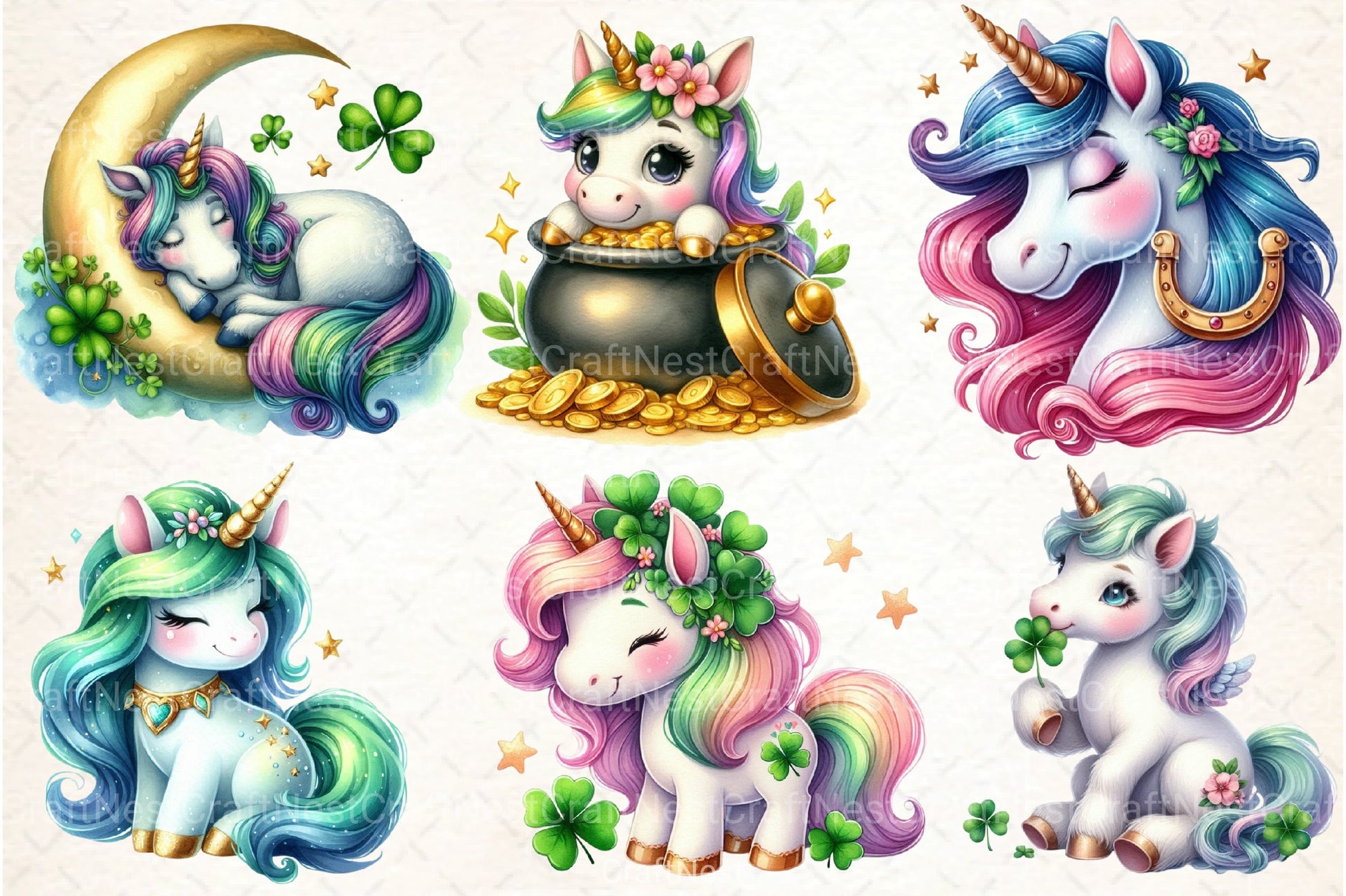 St. Patrick's Day Unicorn Clipart Bundle 22 - CraftNest - Digital Crafting and Art