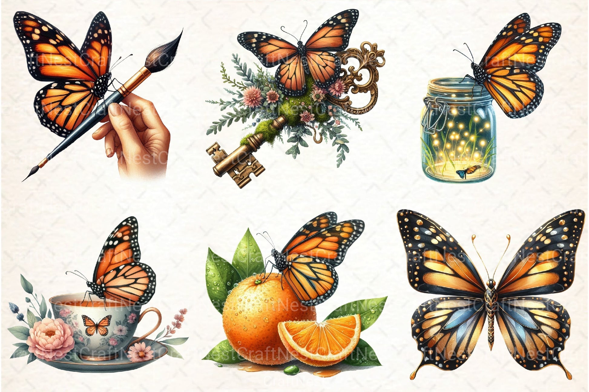 Monarch Butterfly Clipart Bundle 11 - CraftNest - Digital Crafting and Art