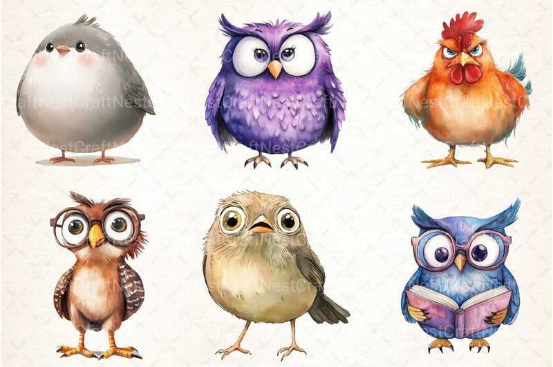 Funny Cartoon Birds Clipart Bundle - CraftNest - Digital Crafting and Art