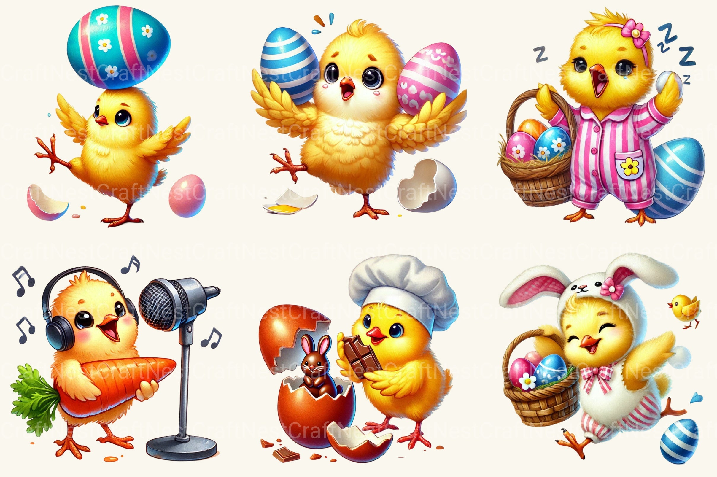 Easter Chicks Clipart Bundle - CraftNest - Digital Crafting and Art