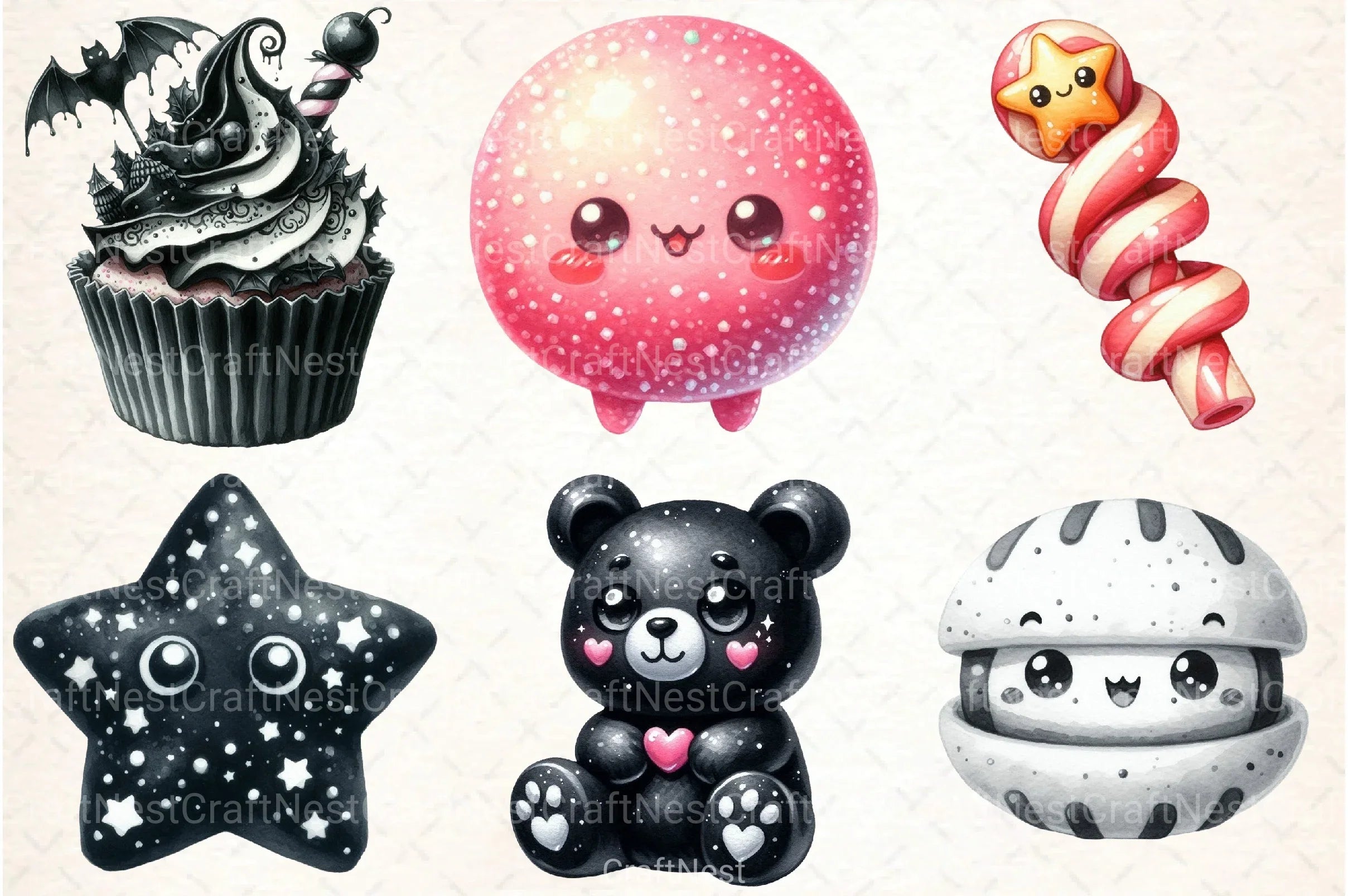 Candy Black and White Clipart Bundle - CraftNest - Digital Crafting and Art