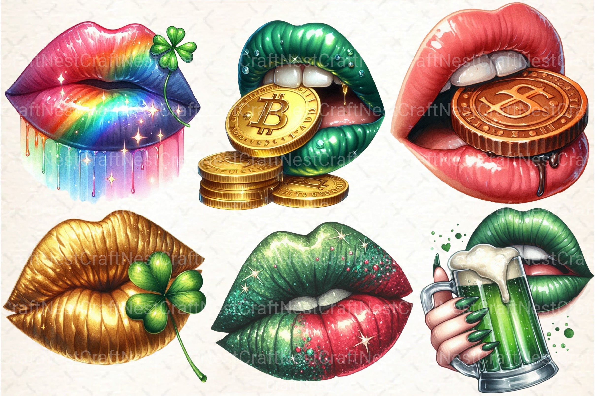 Sexy Lips St. Patrick's Day Clipart Bundle - CraftNest - Digital Crafting and Art