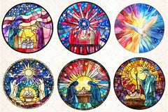 Round Stained Glass 4th of July Nativity Clipart Bundle 88 - CraftNest - Digital Crafting and Art