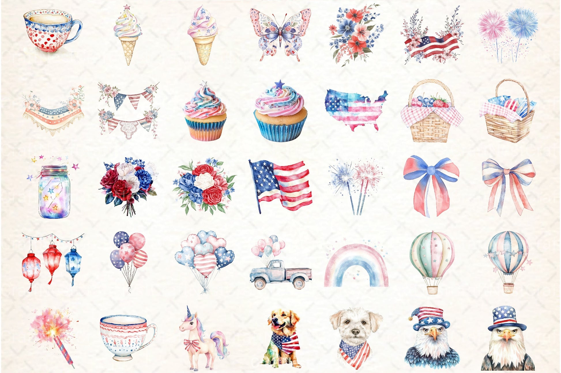 Pastel 4th of July Clipart Bundle - CraftNest - Digital Crafting and Art